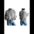 thumbnail image 3 of Suéter de Larga con Cuello Alto y Mangas Abullonadas para Mujer, de Color Liso, para Invierno y Otoño Gris M, 3 of 7