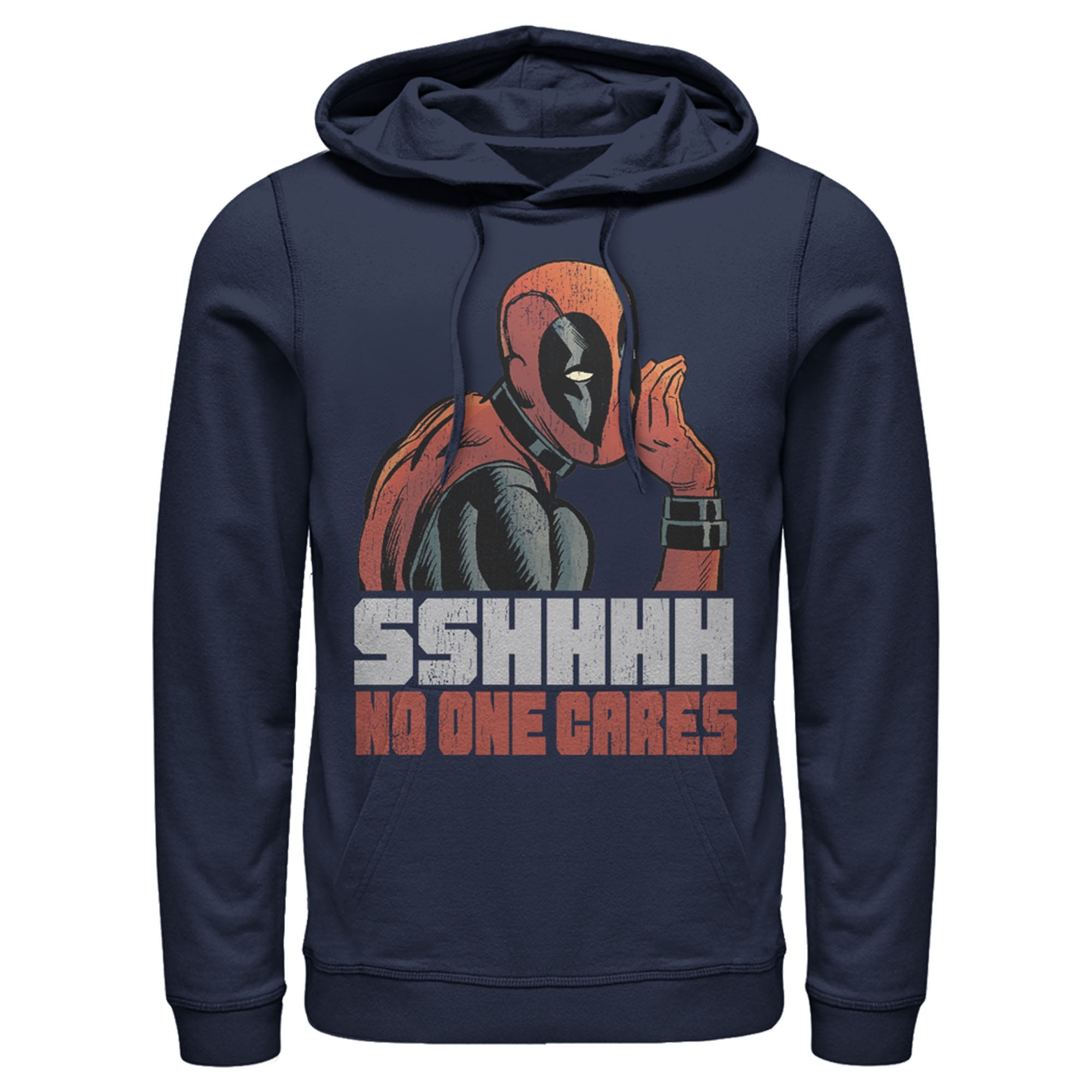 Men's Marvel Deadpool No One Cares Pull Over Hoodie Charcoal Heather Large