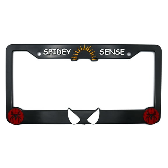 LP Frameworks Spidey Sense 3D Raised License Plate Frame | 1 Pack Character License Plate Cover | Universal US Car Black License Plate Holder | Auto Accessories (Car, Truck and SUV)