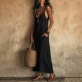 thumbnail image 5 of Diufon Cotton Linen Dresses for Women Sleeveless Spaghetti Strap Dress Solid Color Long Dress with Pockets, 5 of 10