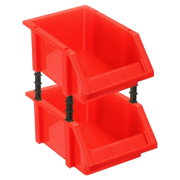 Uxcell 2pcs Plastic Shelf Bins 5.9" x 3.9" x 3" Wall Mounted Storage Bins, Red