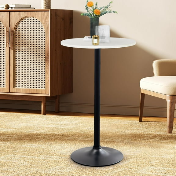 Pub Table 23.5" W x 35" H Round High Top Table with Metal Base MDF Tabletop Modern Cocktail Tables for Parties, Bar, Bistro, Party, White