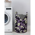 thumbnail image 3 of Floral Laundry Bag, Continuous White Wild Roses Leaves Print, Hamper Basket with Handles Drawstring Closure for Laundromats, 13" x 19", Pale Eggplant Cream, by Ambesonne, 3 of 4