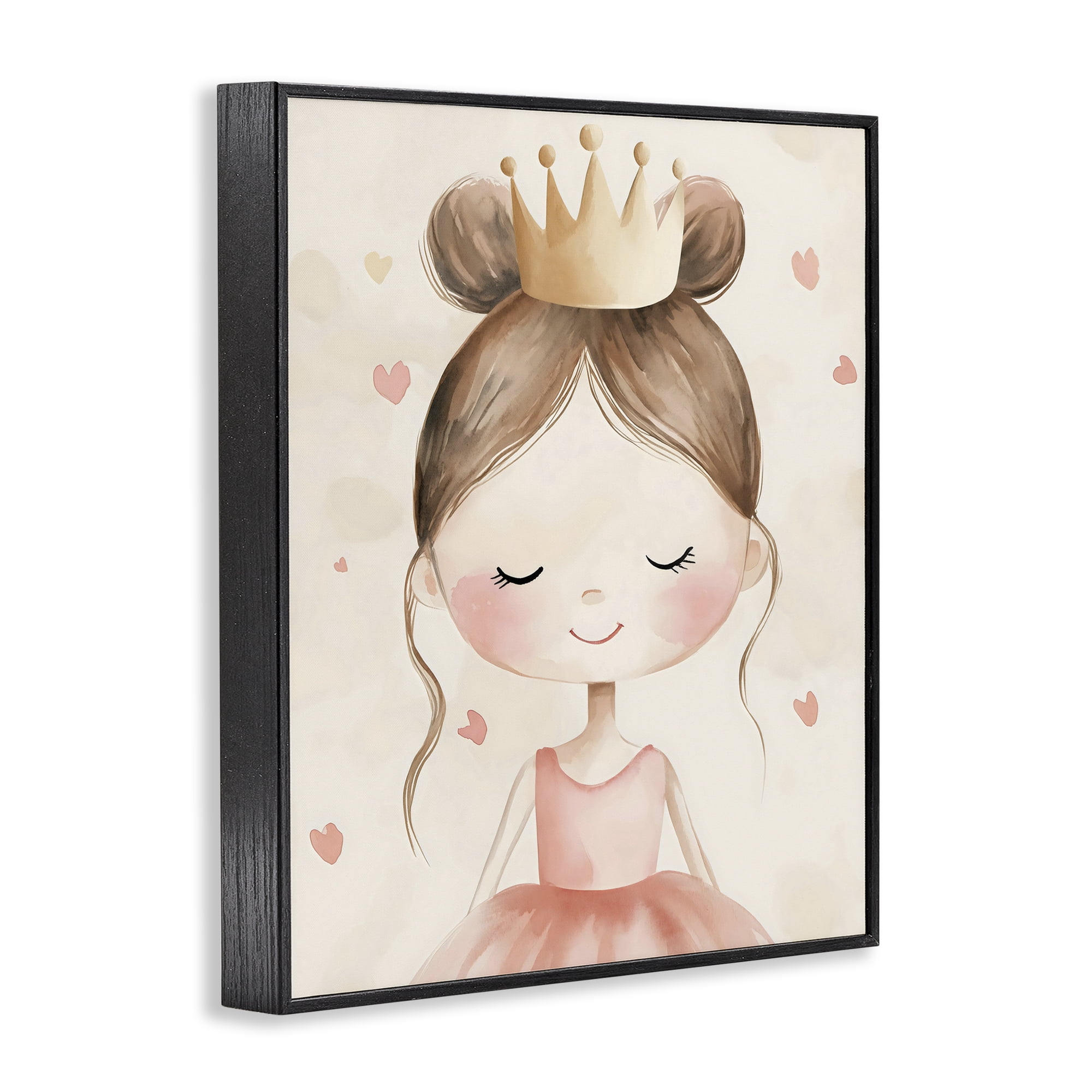 Stupell Industries Pink Ballerina in Crown Black Framed Giclee Art, design by Creative Studio