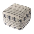 thumbnail image 4 of LR Home Small Over-tufted Striped Indoor Square Pouf, Navy/Ivory, 18" x 18" x 14", 4 of 7