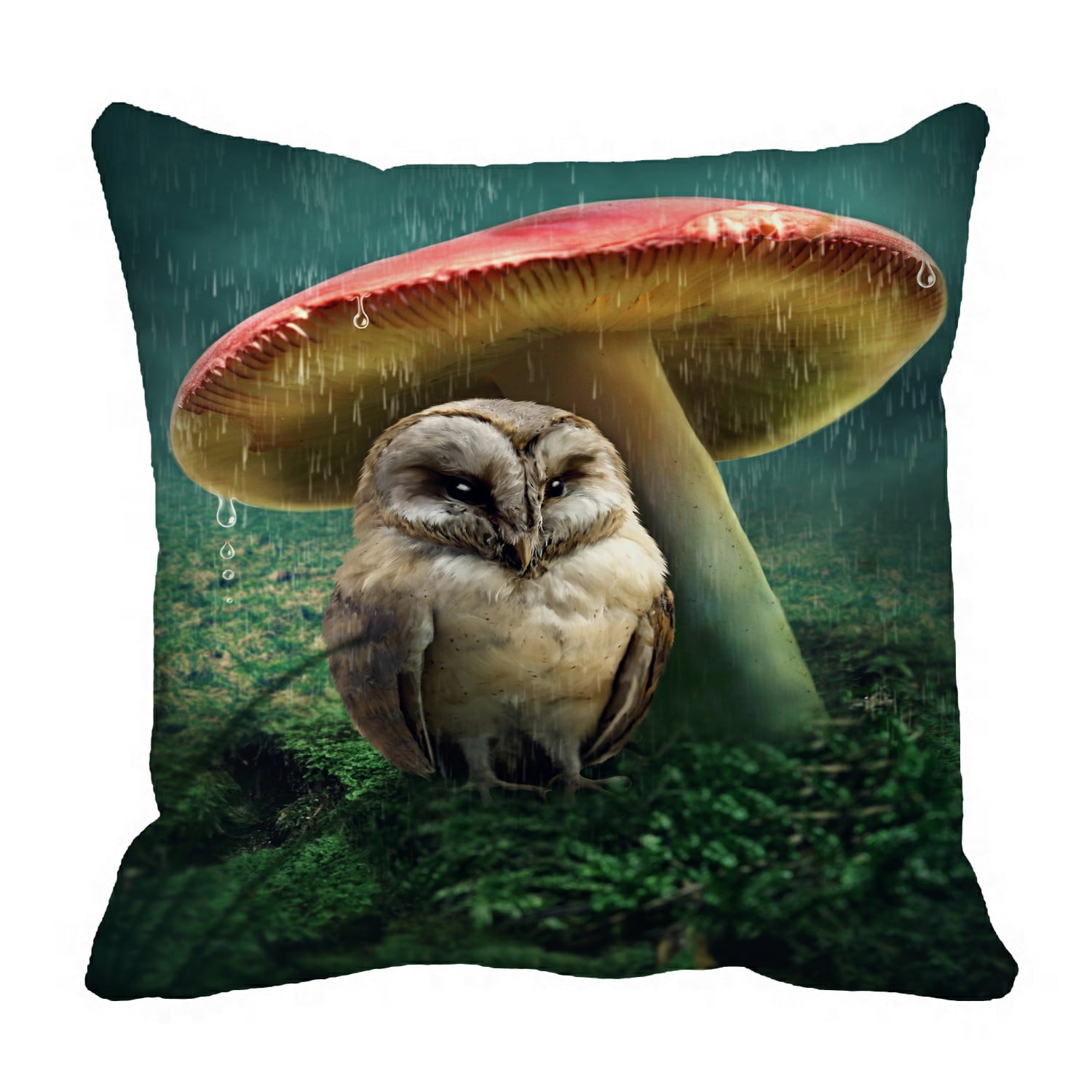 ABPHQTO Little Owl Sitting Under Mushroom Pillow Case ...