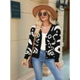 thumbnail image 3 of Women'S Leopard Print Cardigan V Neck Long Sleeve Color Block Button Down Sweater Outwear Black S, 3 of 8