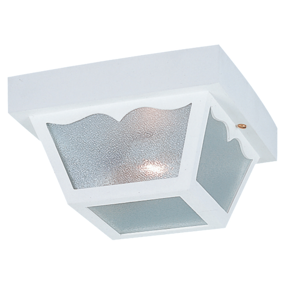 Outdoor Ceiling 1-Light 8.25 In. W Black Plastic Square Flush Mount Ceiling Fixture With Clear Textured Glass Shade - image 2 of 3