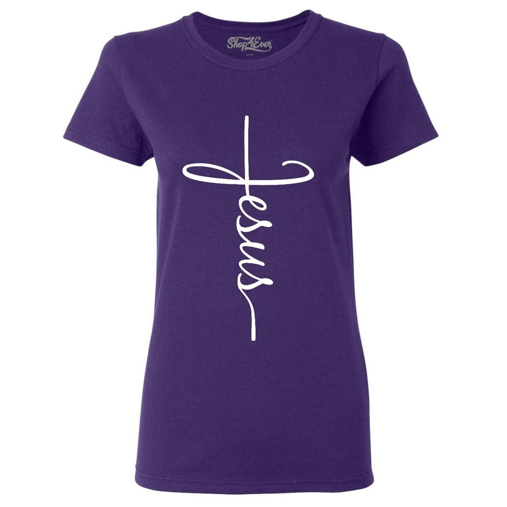 Shop4Ever Shop4Ever Women's Jesus Cross Religious Graphic TShirt XX
