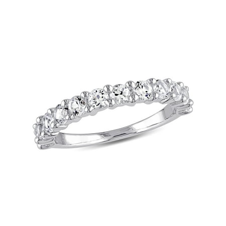 Miabella 1-1/10 Carat T.G.W. Created White Sapphire Sterling Silver Semi-Eternity Wedding Band