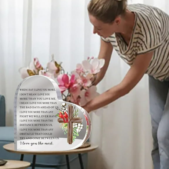 Acrylic Heart Sympathy Memorial Gift for Loss of Loved One Condolence Remembrance Keepsake Table Decor for Mom Dad Grandma Friend Remembrance Decor