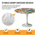 thumbnail image 6 of Flower Elastic Fitted Round Table Cover Vintage Art Waterproof Outdoor Tablecloth for Holiday Party, Picnic, Patio & Dining Fits Tables Up to 36"-44", 6 of 8
