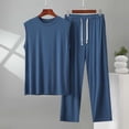 thumbnail image 2 of USNSM (L-5XL) Plus Size Mens Sleeveless Tank Top and Pants Set Casual Two Piece Loungewear Sleepwear Comfortable Modal Suit Blue L, 2 of 5