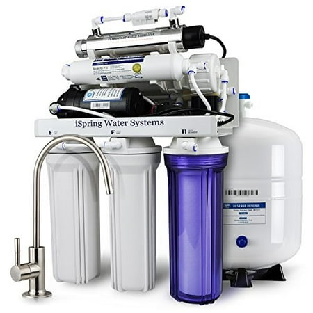 reverse osmosis system water pump stage uv sink under filter booster drinking filtration systems sterilizer 100gpd ispring low efficiency waste