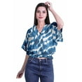 thumbnail image 2 of Moomaya Printed Boxy Sleeve Tops For Women V-Neck Elastic Waist&nbsp;Kimono Top, 2 of 5