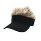 thumbnail image 4 of Zhuge Sombrero para el sol novedoso con peluca con visera, gorra de béisbol ajustable (negro + gris plateado), 4 of 4