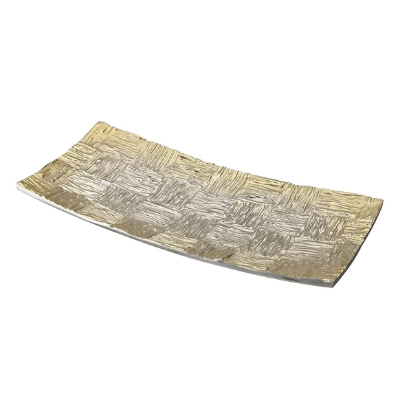Aspen Creative 80001-21, Rectangle Small Tray, Hand Made Cast Aluminum Serving Platter For Home Decor, Party, Food, Candy, Fruit,Gold Finish, 15-1/2" L x 7-1/2" W x 1-1/2" H