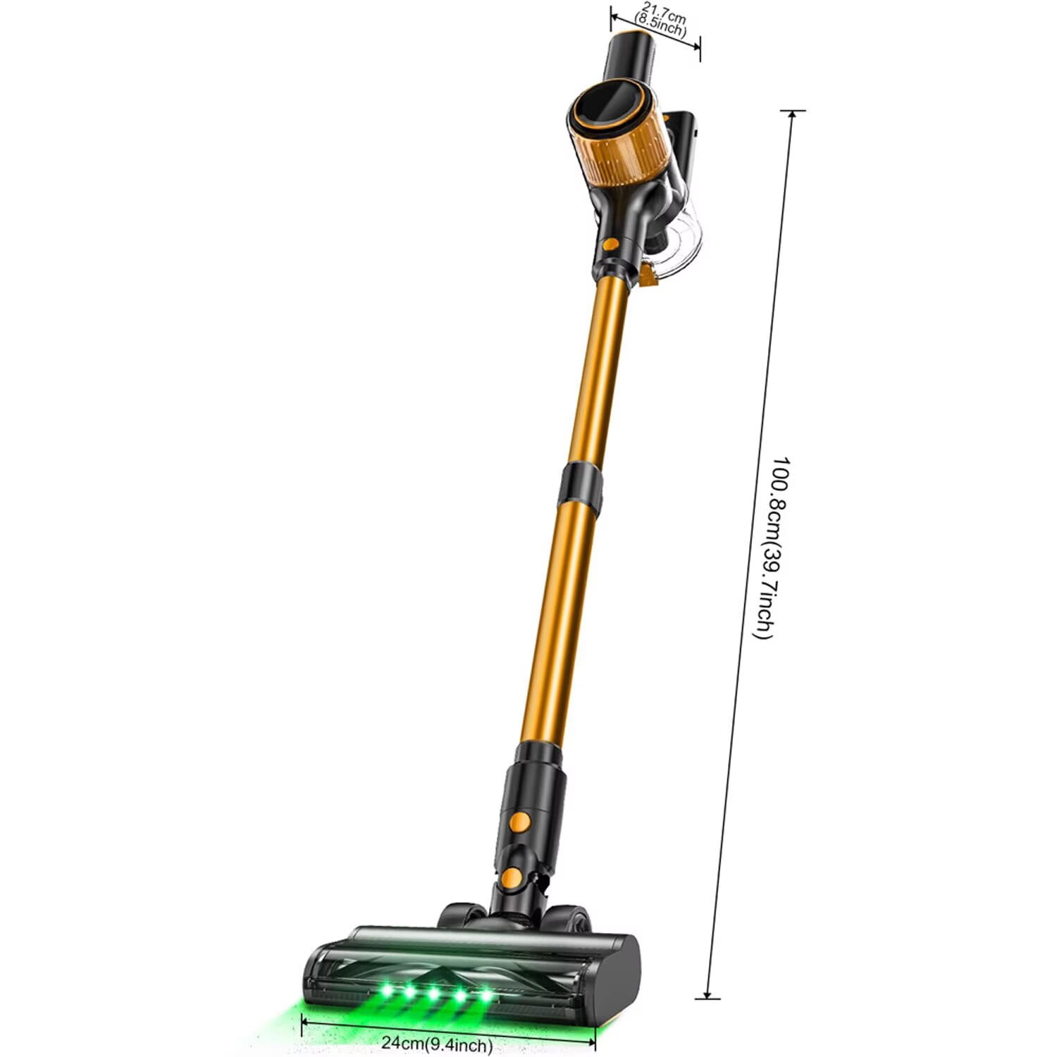 MOONJJ 350W Cordless Vacuum Cleaner, 30Kpa 8 in 1 Lightweight Stick Vacuum, Anti-Tangle Brush with Green Light, 40mins Runtime Rechargeable Vacuums for Hardwood Floor, Carpet, Pet Hair, Pink