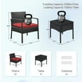 thumbnail image 3 of Tappio Outdoor Furniture 3 Piece Patio Bistro Furniture Set, Rattan Conversation Chairs Set with Side Table and Cushions, Patio Furniture Sets for Balcony Garden Porch, Red, 3 of 8