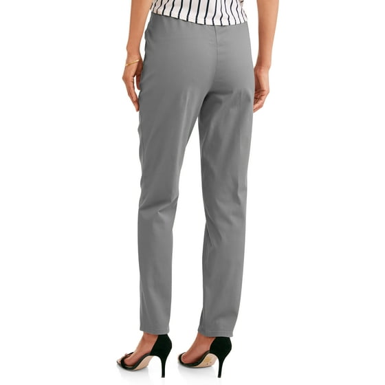 White Stag Women's Flat Front Back Elastic Stretch Denim Pants