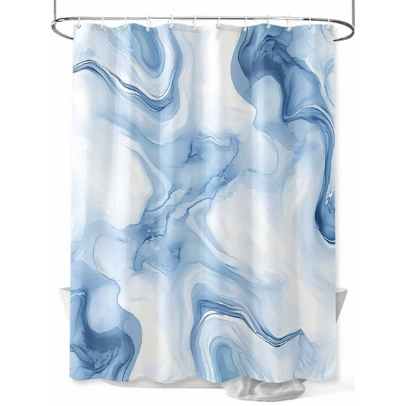 Fsddascl Marble Blue Shower Curtain Set - Standard 72" x 72" Washable Bathtub Curtain with 12 Hooks, Abstract Modern Minimalist Solid Ombre Waterproof Fabric Stall Shower Curtains for Bathroom