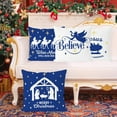 thumbnail image 6 of Christmas Pillow Covers 18x18 Inch Set of 4 Nativity Religious Pillow Case Blue and White Christmas Xmas Winter Home Decor Living Room House Decorative Cushion Case for Sofa Couch, 6 of 6