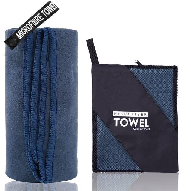 Toalla de viaje de microfibra, suave, ligera y de secado rápido, súper absorbente, compacta, ideal para viajes, deportes y playa, ideal para acampar, mochilas y gimnasio.