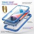 thumbnail image 2 of Funda Diaclara diseñada para iPhone 14. Carcasa robusta de cuerpo completo con protector de pantalla táctil antiarañazos integrado y protector de lente de cámara para iPhone 14 de 6.1 pulgadas (azul, 2 of 8
