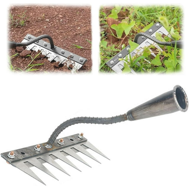Iron Rake for Gardening and Weeding, Ironrake The Heavy-Duty Iron Weeding Rake, Carbon Steel Metal Iron Heavy Duty for Backyard Garden Lawn Loosening & Dethatching (7 Tooth )