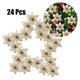 thumbnail image 2 of Juego de 24 púas de flores de Pascua doradas para adornos de árbol de Navidad, 2 of 6
