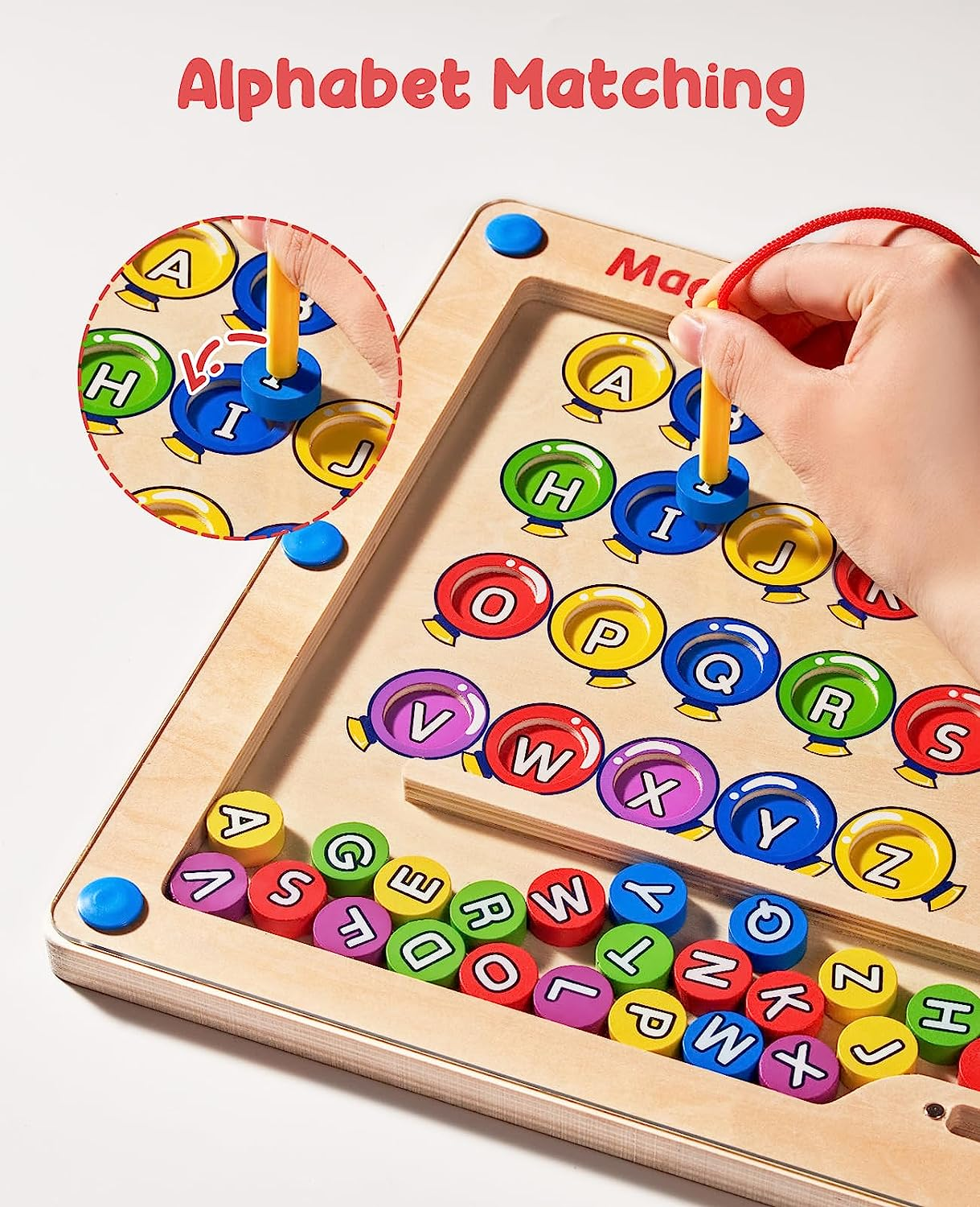 JoyCat Magnetic Alphabet Maze Board Wooden Color Sorting Toys Letter  Alphabet Learning Toys ABC Alphabet Magnets Montessori Fine Motor Skills  Toys for Toddlers Kids 