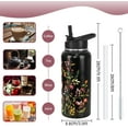 thumbnail image 3 of Goth Stainless Steel Water Bottle 32oz - Vacuum Insulated Tumbler with Straws & Lid | Leakproof, Double Walled | Gothic Moon Flower Design | Sports, Travel, Witchy Decor Gift, 3 of 6