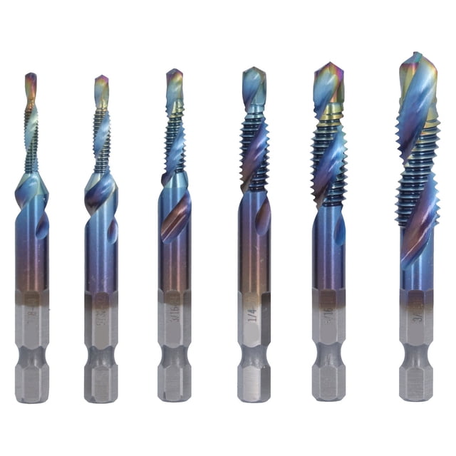 Spiral Tap Drill, Imperial Durable Hex Strong Drill Tap Combination Bit Set For Tapping For Cutting For Drilling