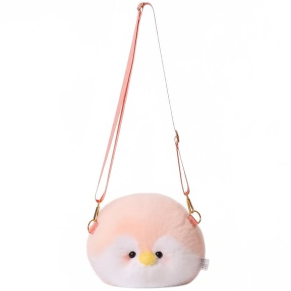 Penguin Crossbody Bag Plush Shoulder Purse Small Handbag with Adjustable Strap Cartoon Animal Shoulder Bag for Women