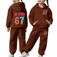 thumbnail image 2 of Girls Sweatsuit Casual Outfit Fashionable Print Hoodie and Pants Two Piece Comfy Playwear, 2 of 7