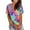 Yellow, variant on Viikei Women's Plus Size Short Sleeve Tie-dye Printing V-Neck T-Shirt