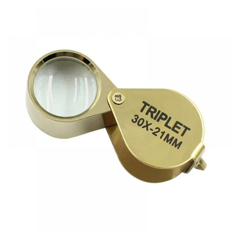 30X Jewelers Loupe Magnifier Foldable Pocket Magnifying Glass Jewelry Eye  Loop for Jewelers, Gems, Diamonds, Plants, Coins (Gold) 