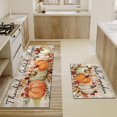 thumbnail image 4 of Fall Thanksgiving Pumpkin Kitchen Rugs Set of 2,Orange,White,Green,Pumpkin & Maple Leaf Farmhouse Floor Mats and Rugs Non Skid Washable for Kitchen Home Decor (17"x47"+17"x30"), 4 of 6