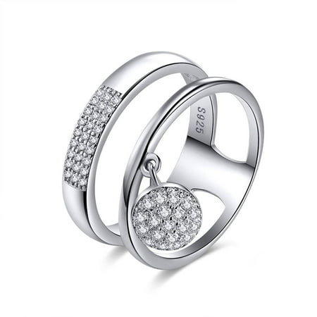 Charm Silver Sports Jewelry Band - Ginger Lyne Collection Double Band Dangle Charm Sterling Silver Band Ring Size 6
