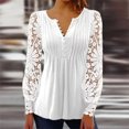 thumbnail image 2 of Camisas de manga larga con botones para mujer, camisetas ajustadas de manga larga con encaje de Color puro adelgazante a la moda, color blanco M, 2 of 6