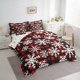 thumbnail image 3 of Feelyou Snowflake Twin Bedding Sets 7-Piece for Teens, Black Red Plaid Bedding Comforter Set, Merry Christmas Reversible Sheet Sets, Microfiber Bedroom Decor, 3 of 7