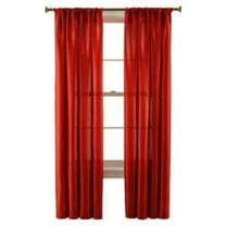 Luxury elegant 2 piece MR2 red curtain semi sheer voile rod pocket solid color can see thu window treatment drape size 54" wide X 63" length each panel
