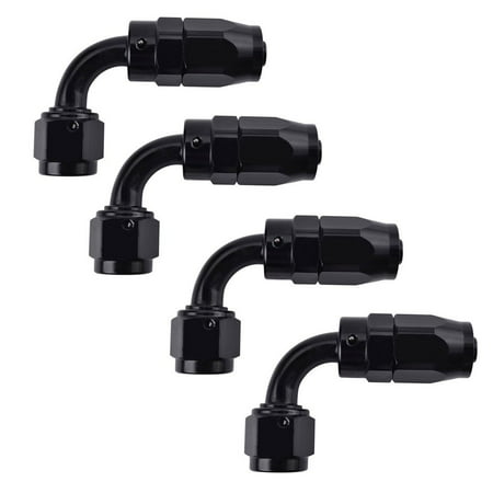 4-pack AN6 90 Degree Push On Lock Oil Fuel Gas Line Hose End Fitting Adaptor 6-AN (Best Pipe For Gas Line)