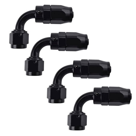 - 4-pack AN6 90 Degree Push On Lock Oil Fuel Gas Line Hose End Fitting Adaptor 6-AN 6AN