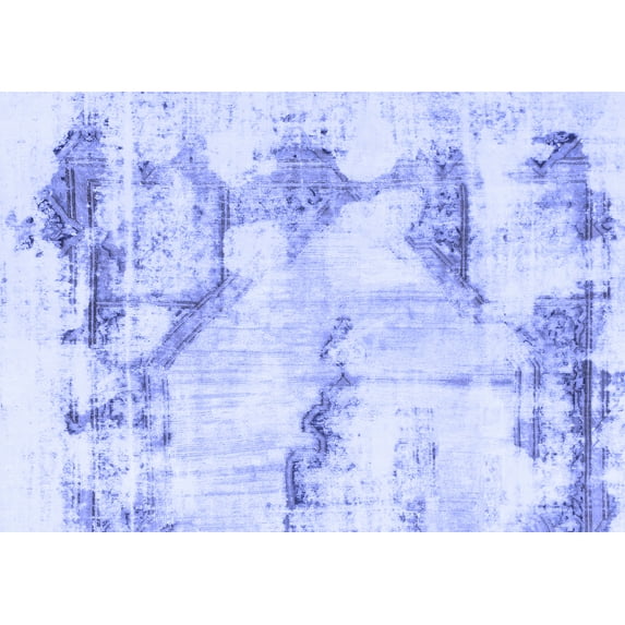 Ahgly Company Machine Washable Indoor Rectangle Abstract Blue Modern Area Rugs, 5' x 7'