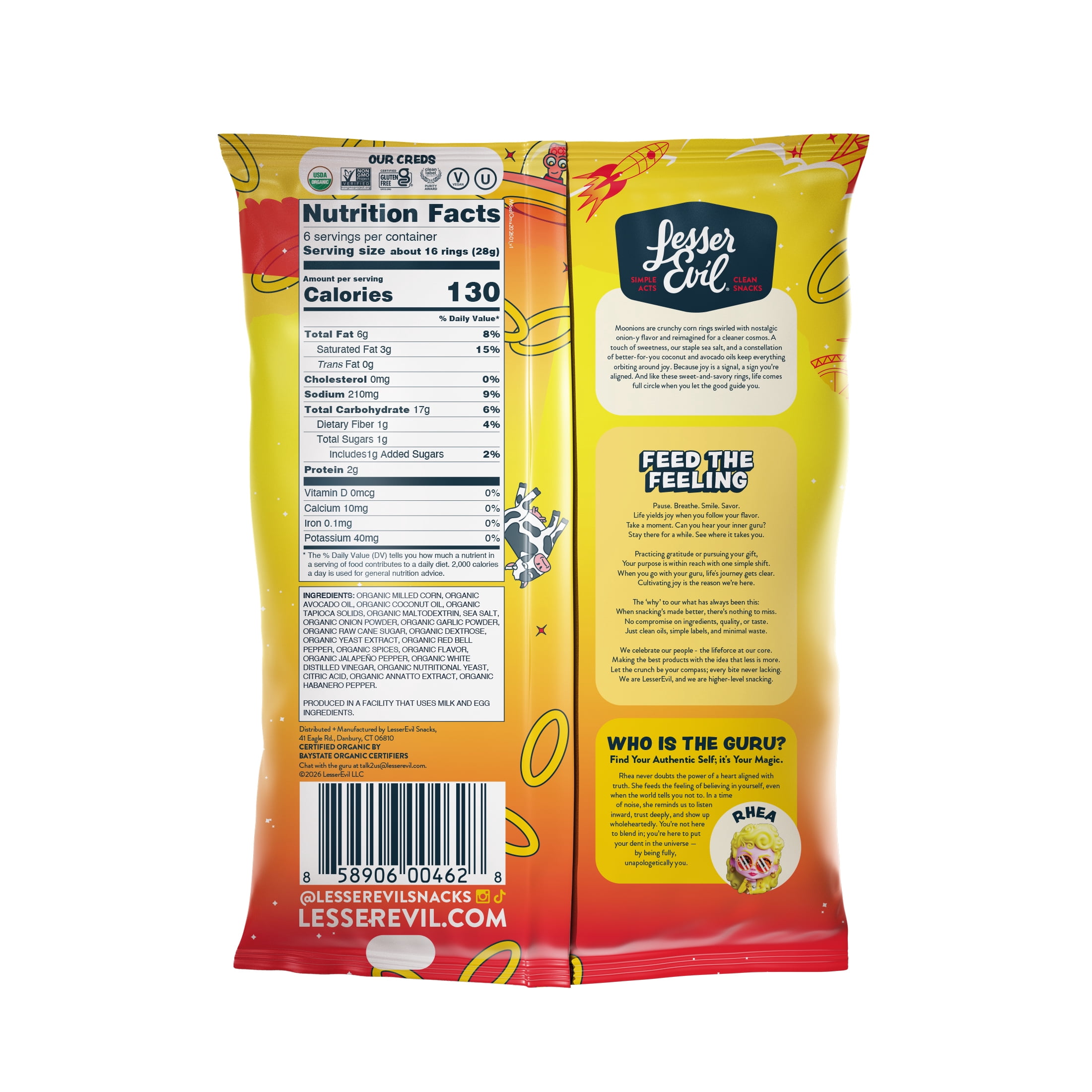 (3 pack) LesserEvil Moonions, Hyperspace Hot Onion, 6oz