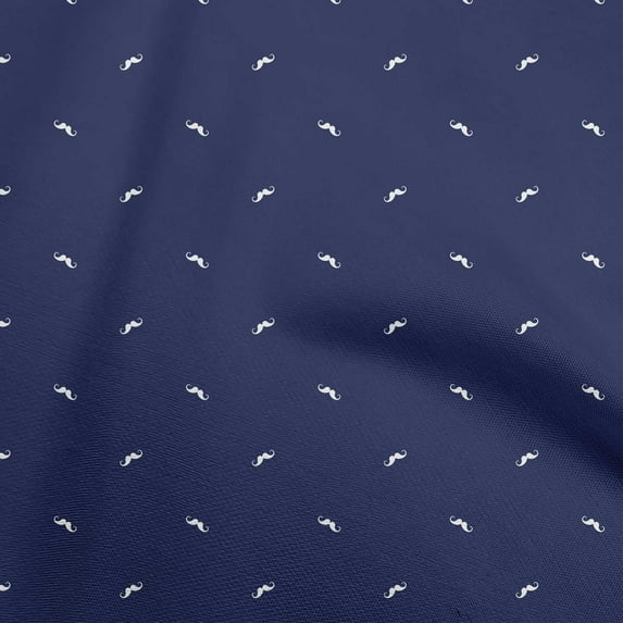 oneOone Silk Tabby Blue Fabric Asian Block Mustache Quilting Supplies Print Sewing Fabric By The Yard 42 Inch Wide