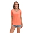 thumbnail image 6 of Women's Summer Casual 2-Pack V Neck Tops Swiss Dot Puff Sleeve Blouse Black/Pink, 6 of 7