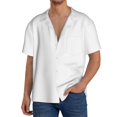 thumbnail image 3 of Sigee White Print Men's Shirts Casual Button Down Short Sleeve Summer Beach Shirt Hawaiian Vacation Shirts Tee Shirt-Small, 3 of 7