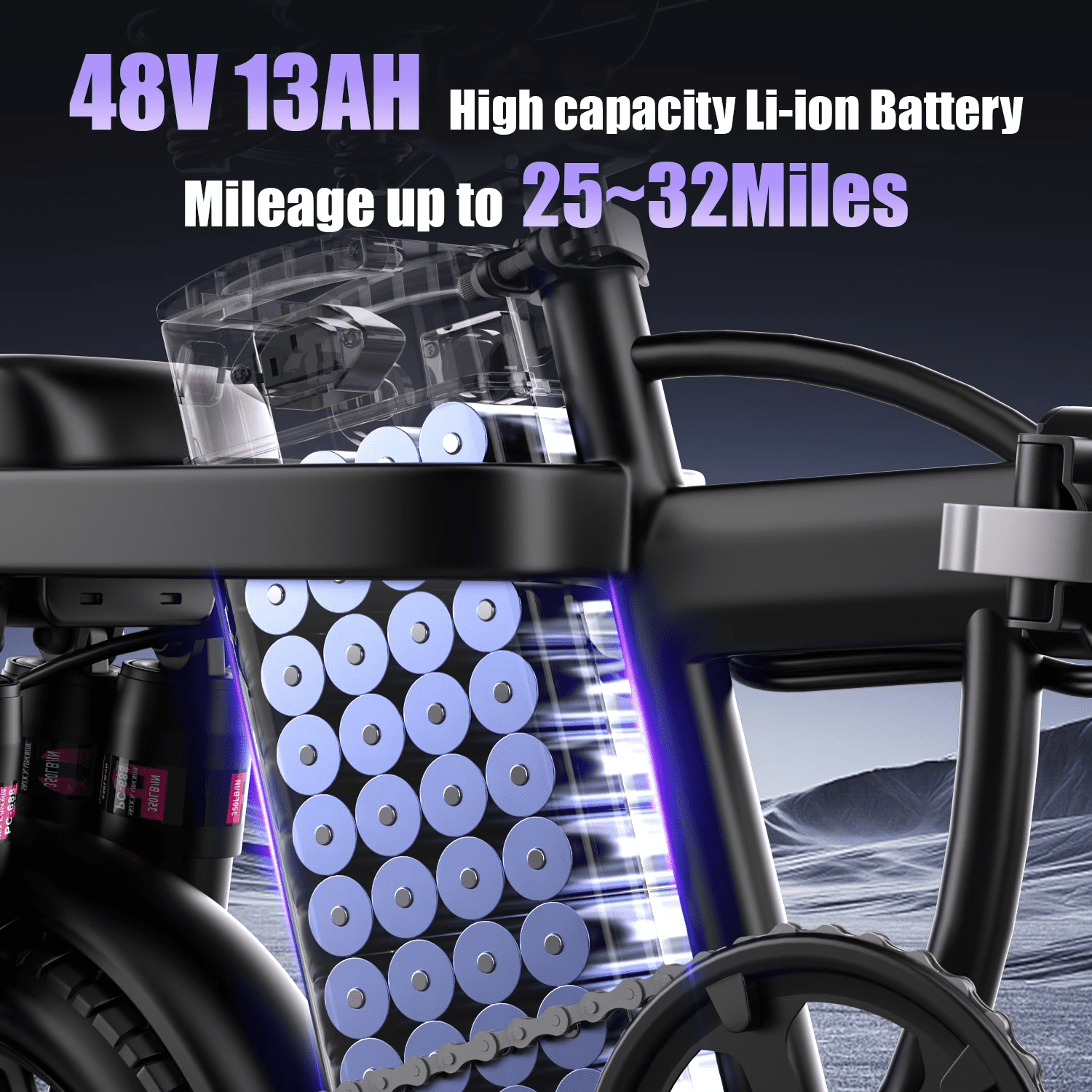 GWEIT 14" Folding Electric Bikes for Adults, Peak 1000W 25 MPH Speed Electric Mountain Bike for Teens, 48V 13Ah & 45 Miles, Full Suspension Folding Ebikes for Adults UL2849 Certified